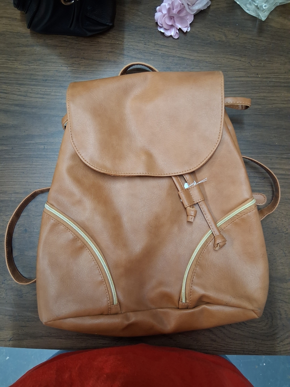 Tan Faux Leather Women’s Backpack Purse